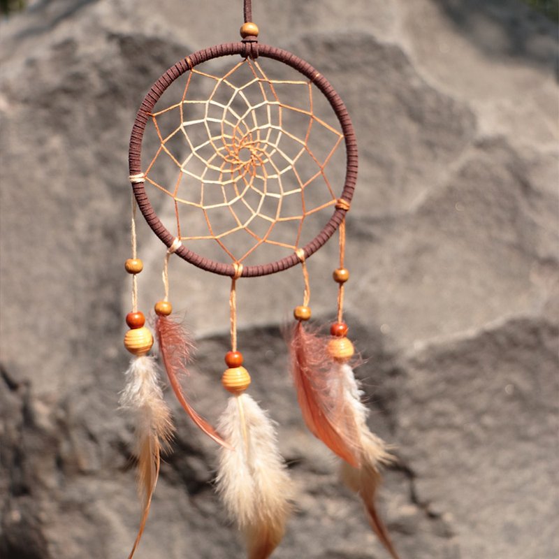 Indian Ethnic Style丨Hand-woven Gradient Dream Catcher-Caramel Brown - Items for Display - Other Materials Brown