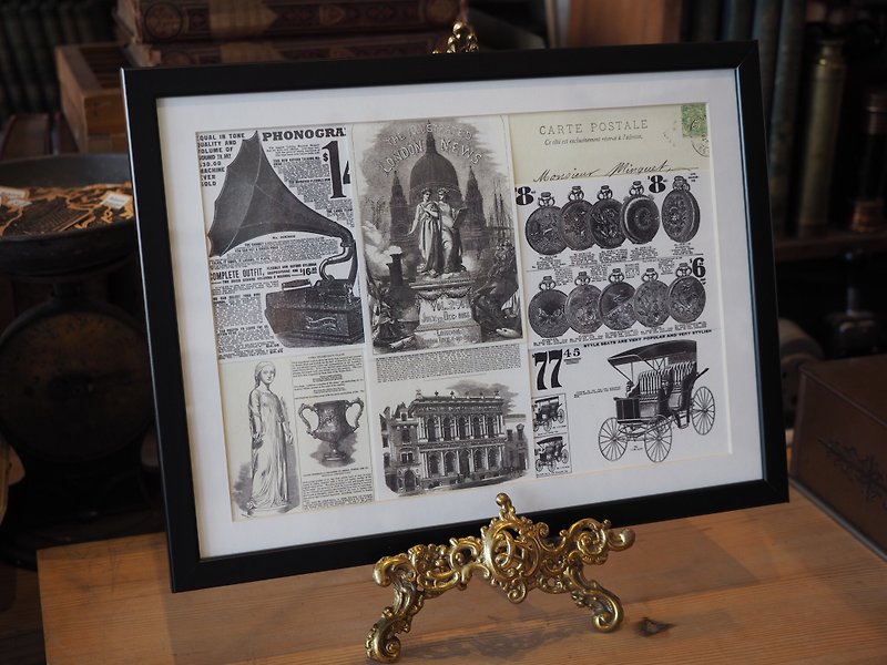 Century British painting London retaliation carved wood frame postcard + - Items for Display - Wood Black