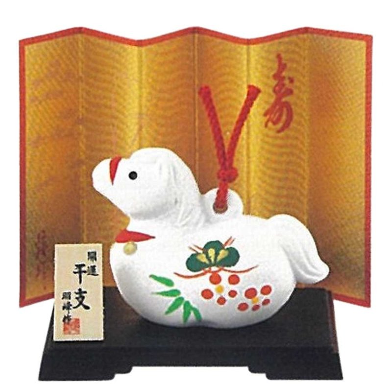 2026年 午年 飾り台と屏風付きセット - 擺飾/家飾品 - 黏土 白色
