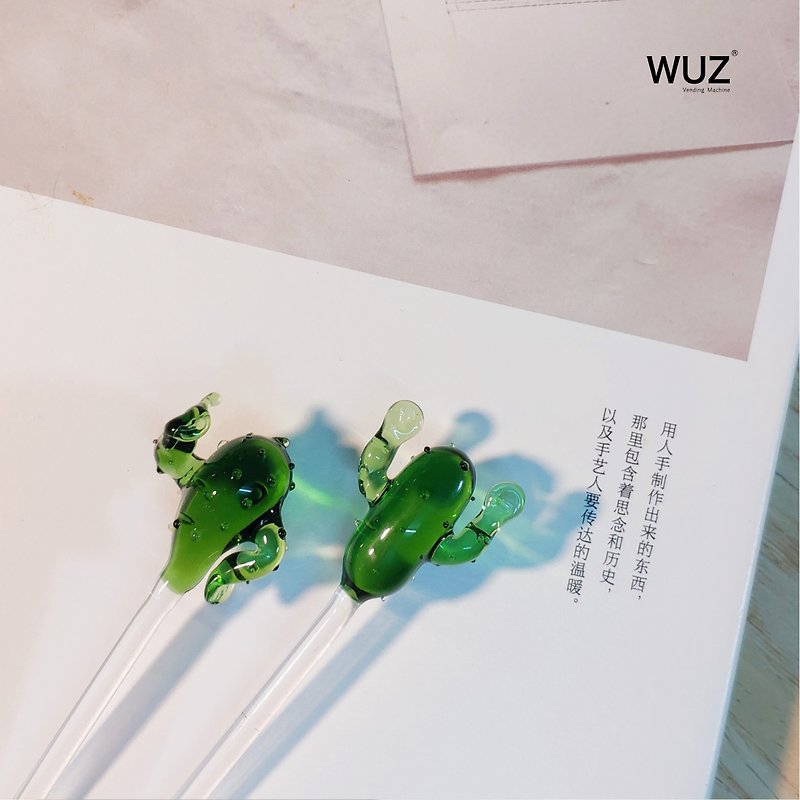 WUZLab | 玻璃仙人掌攪攪攪拌棍 - 刀/叉/湯匙/餐具組 - 玻璃 綠色