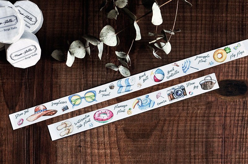 Summer Party Masking Tape - Beach / Swim Ring / Collage / Notepad / 2cm - Washi Tape - Paper Multicolor