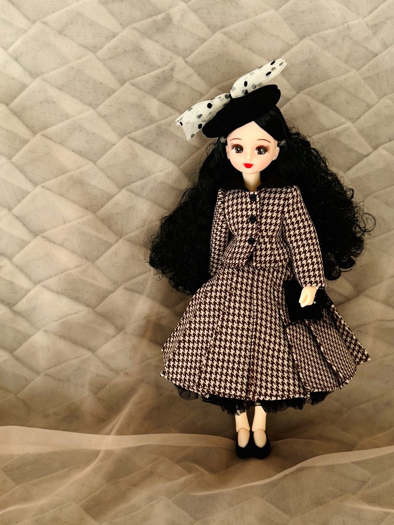 50's Houndstooth Jacket and Skirt Set for Licca-chan and Blythe - Stuffed Dolls & Figurines - Other Materials Multicolor