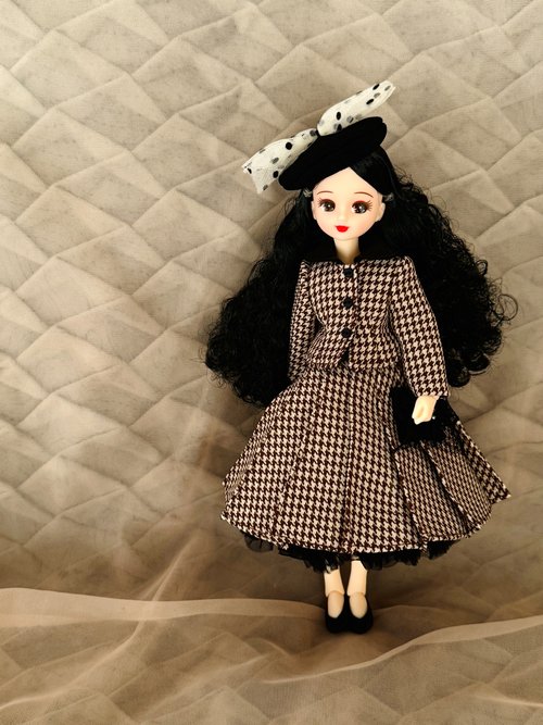 hs-made 50's 千鳥柄 ジャケット スカート セット リカちゃん ブライス