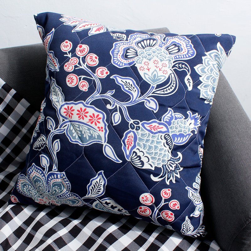 Outdoor picnic fat pillow (including MIT pillow) - the song of the shore flower - หมอน - ผ้าฝ้าย/ผ้าลินิน สีน้ำเงิน