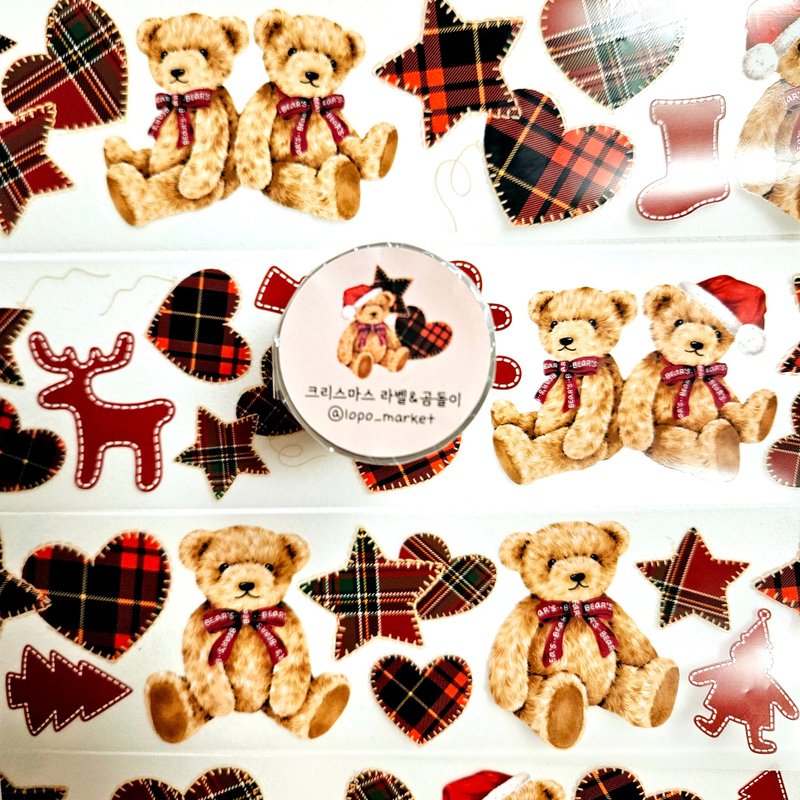 Christmas Label & Bear Transparent Matte Big Size Masking Tape - มาสกิ้งเทป - วัสดุอื่นๆ 