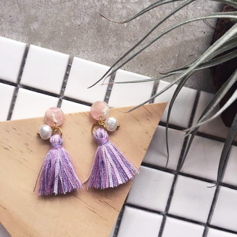 "Wannabe" flow must be handmade pearl earrings Fringe Earrings original Wenqing qualities [this section can not change the ear clip] - Earrings & Clip-ons - Polyester 