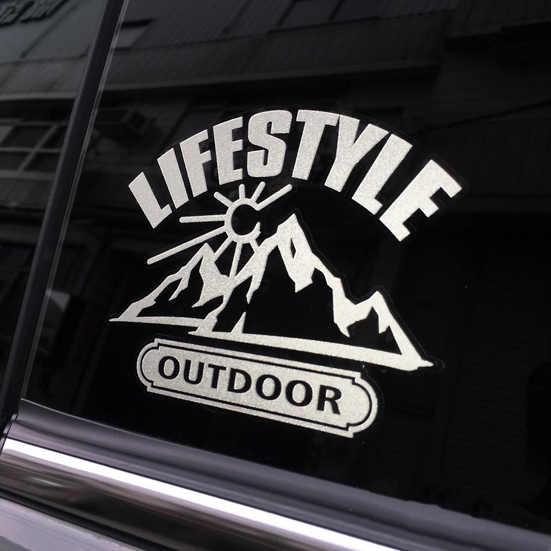 Camping dry withdrawal outdoor camping tent OUTDOOR CAMPING car stickers reflective stickers - สติกเกอร์ - วัสดุกันนำ้ สีเงิน
