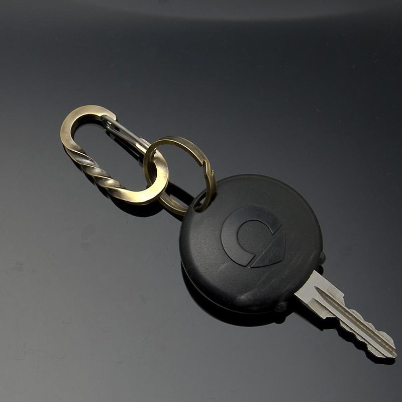 Carabiner Brass Twist Key Ring [POSITION] LLK-002br [Nekoposu OK] - Keychains - Other Metals 