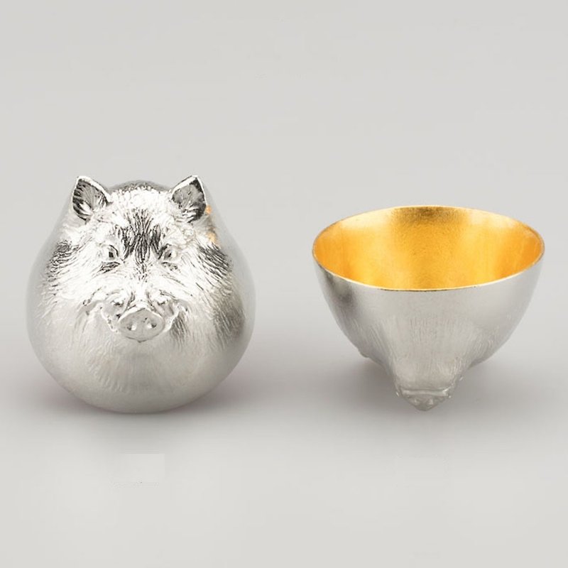 Sake Cup - Oriental Zodiac Pig - Gold - Bar Glasses & Drinkware - Other Metals Gold
