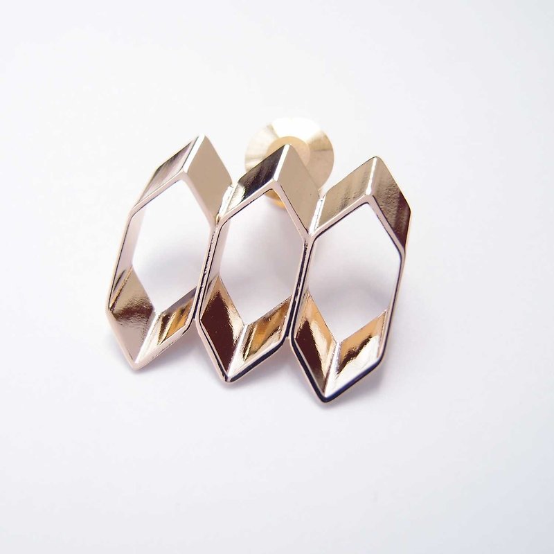 Honeycomb metal brooch - Brooches - Other Metals Gold