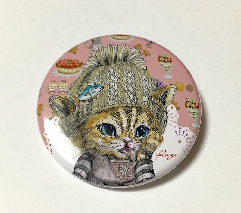 Tulsa cat coco-chan can batch - Brooches - Other Metals Red