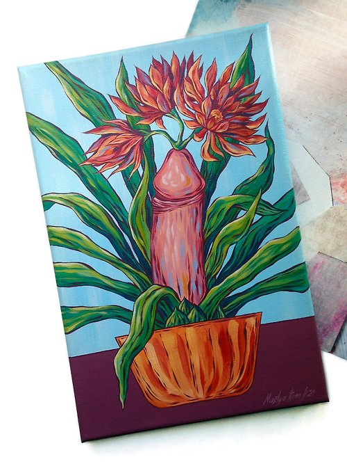 Nastya_RomART Extraordinary flower. Home flower. Organs painting. Flower poster.