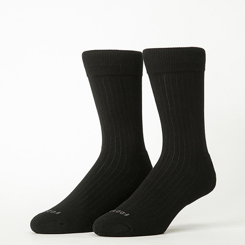 【FOOTER】Micromolecule Air Cushion Gentleman Yuppie Long Thin Socks-Black (Men's Socks/L) - ถุงเท้า - ผ้าฝ้าย/ผ้าลินิน สีดำ