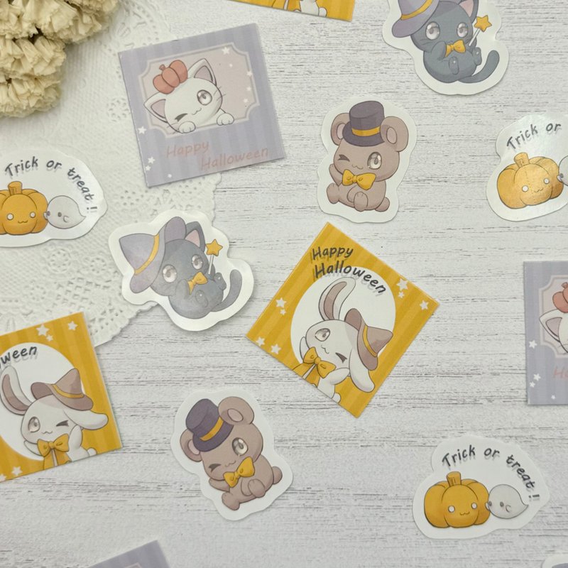 Flake sticker Halloween animal version - สติกเกอร์ - กระดาษ สีส้ม