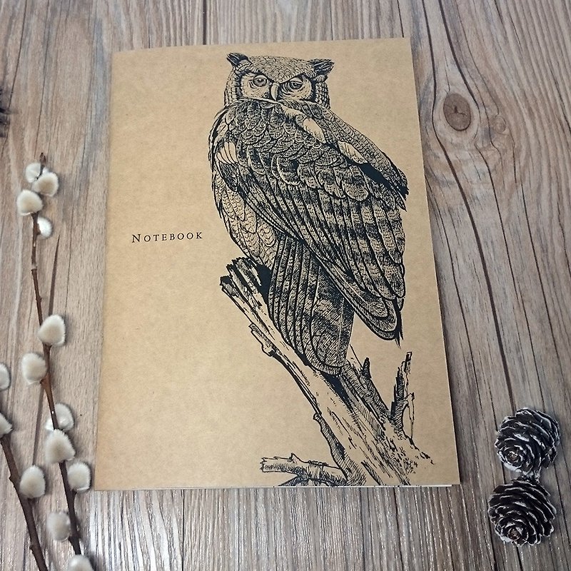 Owl - animal line painted notebook - สมุดบันทึก/สมุดปฏิทิน - กระดาษ สีกากี