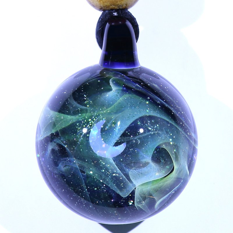 Handmade Aurora Borealis Glass Pendant no. 999 - สร้อยติดคอ - แก้ว สีน้ำเงิน