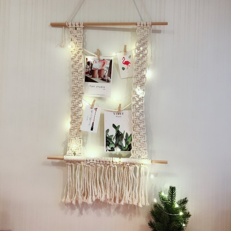 Christmas macrame 聖誕禮物 手工編織相片牆 牆壁掛飾 掛毯 - 壁貼/牆壁裝飾 - 棉．麻 