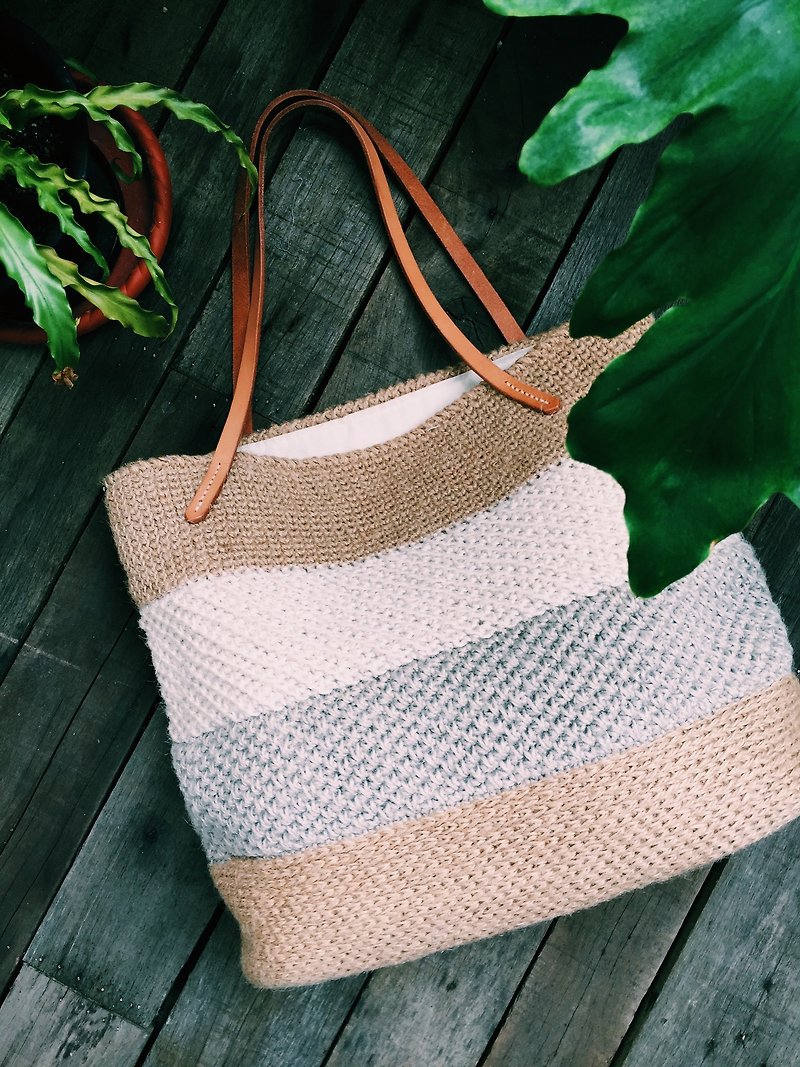 Hand-woven material package - linen fiber tote bag - ramie material - Knitting, Embroidery, Felted Wool & Sewing - Cotton & Hemp 