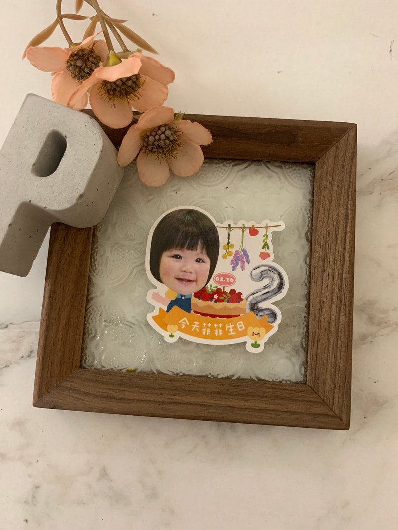 可愛照片生日貼紙 - 貼紙 - 紙 