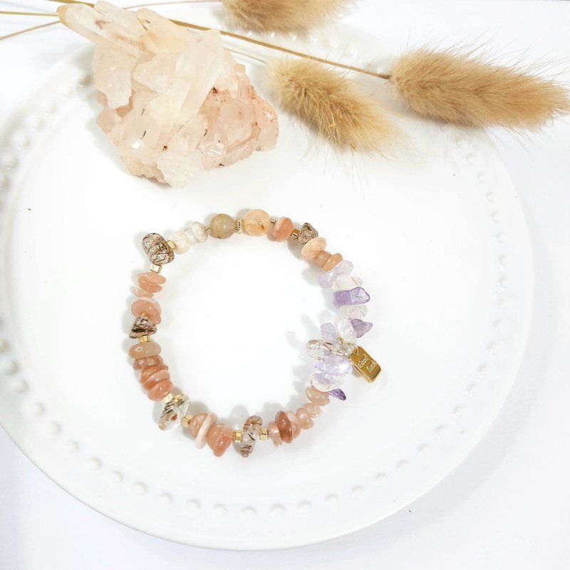 Twilight Fairy Tale/Crystal to avoid evil, enhance positive energy and attract people/Orange Sun/Black Gold Super Seven/Amethyst - สร้อยข้อมือ - คริสตัล สีนำ้ตาล