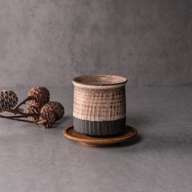 無我系列-茶杯+杯托組100ml - 茶壺/茶杯/茶具 - 陶 黑色