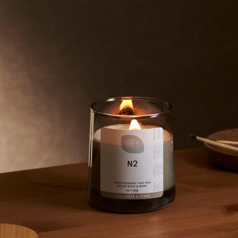 N2 Mountain Breeze | Peruvian Palo Santo & Cedarwood | Woody Forest Scent | Wooden Wick Scented Candle - Candles & Candle Holders - Wax Gray