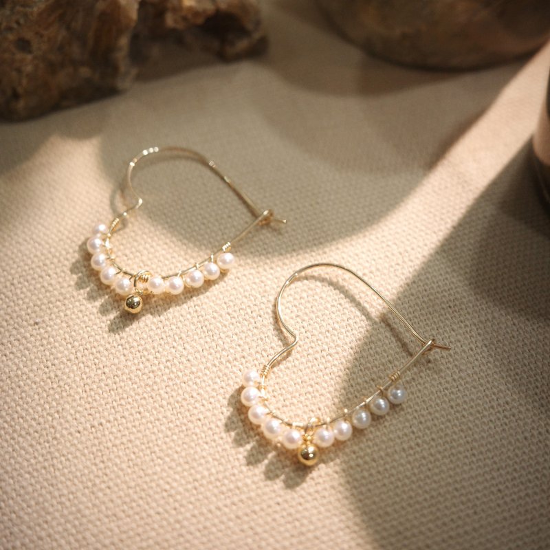 Big love pearl earrings 14kgf - Earrings & Clip-ons - Pearl White