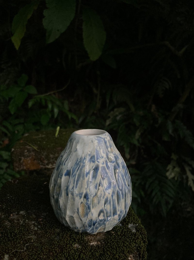 藍釉小花瓶 II - 花瓶/花器 - 陶 