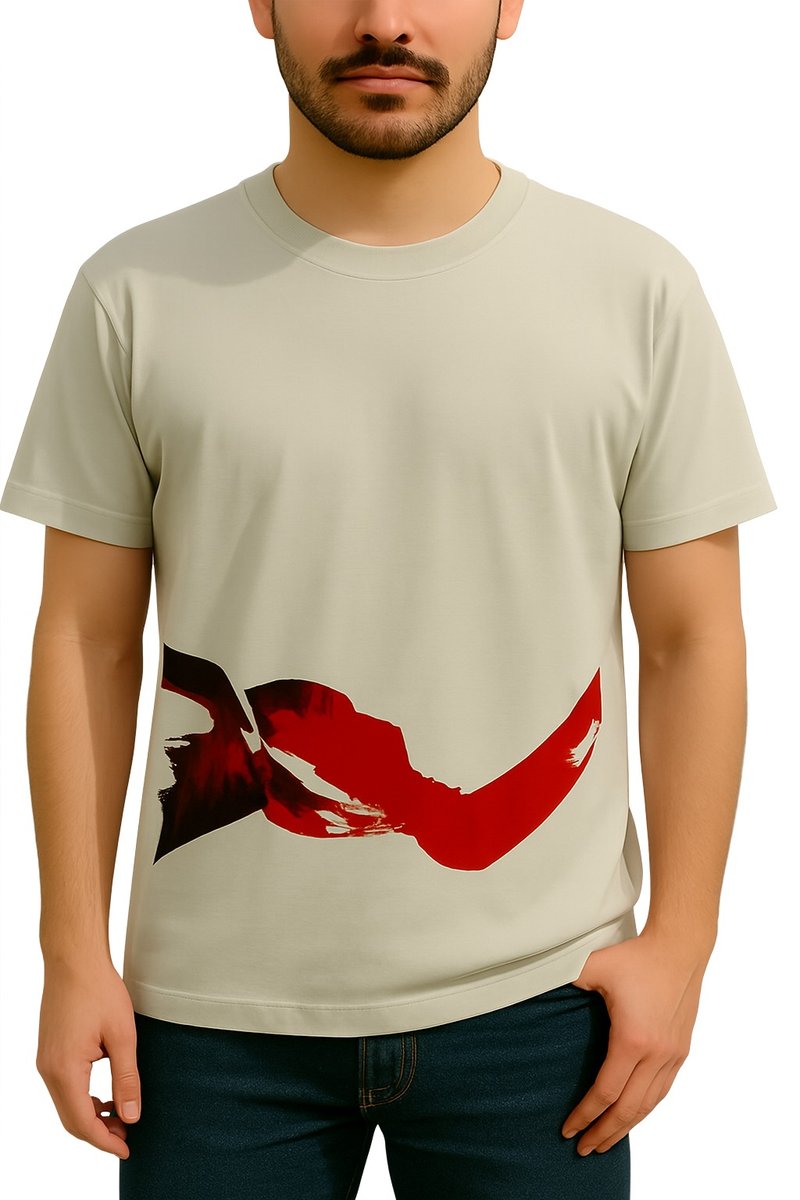 圓領短袖男T恤Men's T-shirt - 男 T 恤 - 棉．麻 卡其色
