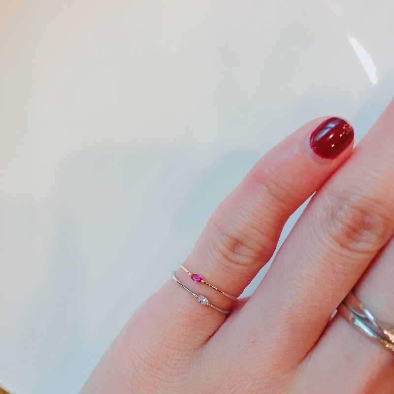 Inlaid gemstone ring tail ring - แหวนทั่วไป - โลหะ สีแดง