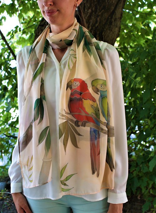 Hand Painted Silk Square Scarf Batik Silk Scarf Gift for women Silk handkerchief WATERCOLOR SCARF