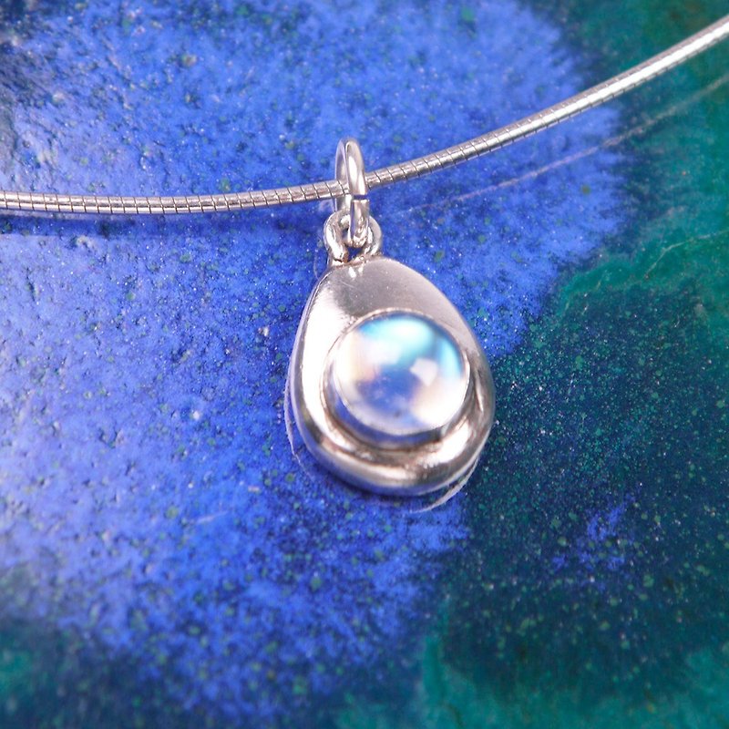 Moonstone Tear drop shape silver necklace - Necklaces - Sterling Silver Silver