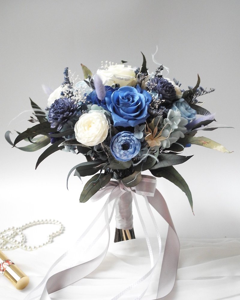Patti Florist Happy Wedding Blue Flower Bouquet - Dried Flowers & Bouquets - Plants & Flowers Blue