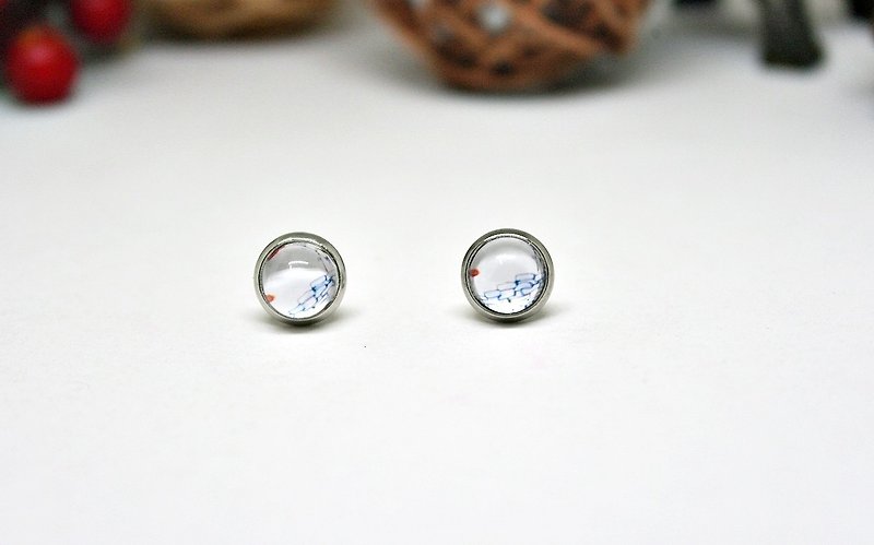 Time Gemstone X Stainless Steel Pin Earrings *Blue Floor Tiles *➪Limited X1 - Earrings & Clip-ons - Other Metals Blue
