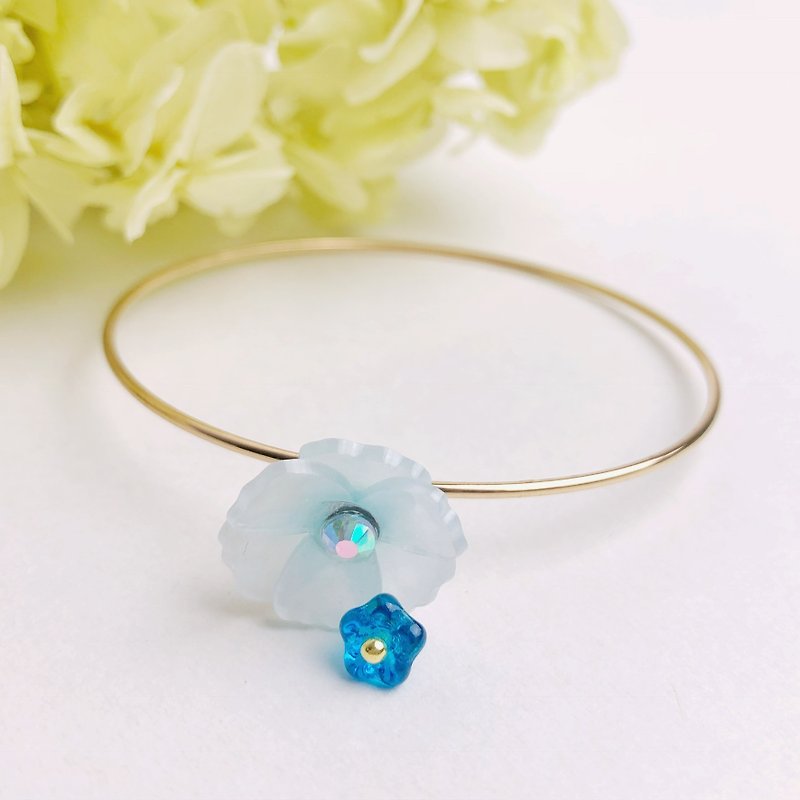 Ice Blue Poppy Flower Bangle - Bracelets - Other Materials 