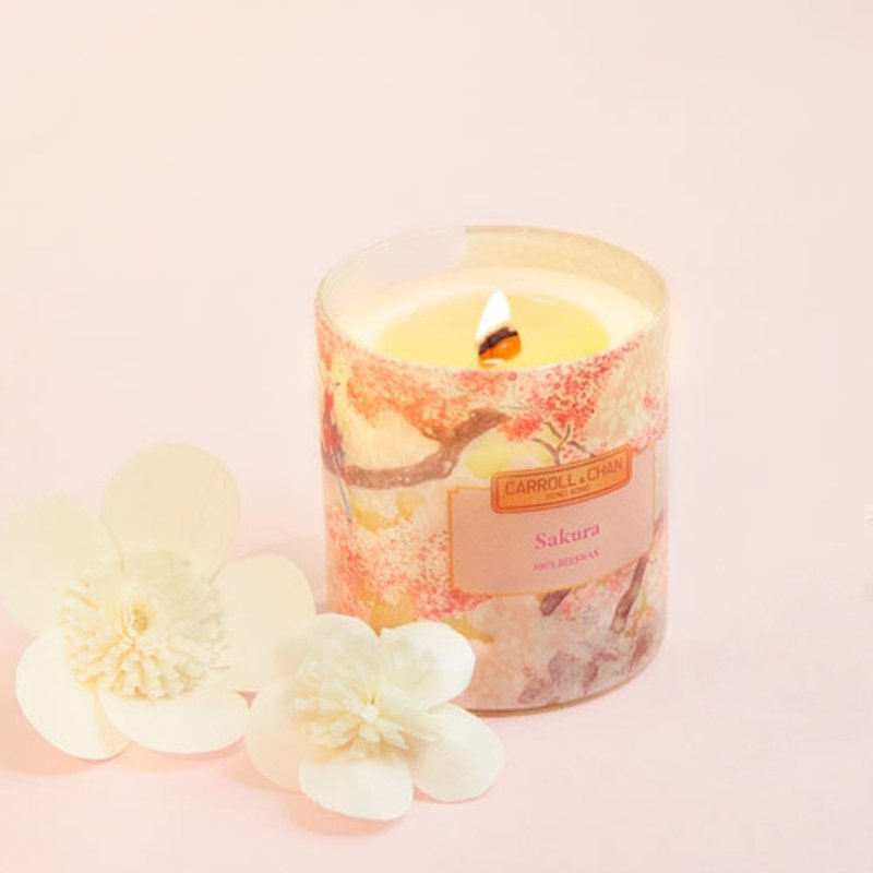 【日本櫻花】日本櫻花蜂蠟蠟燭 - 香氛蠟燭/燭台 - 環保材質 
