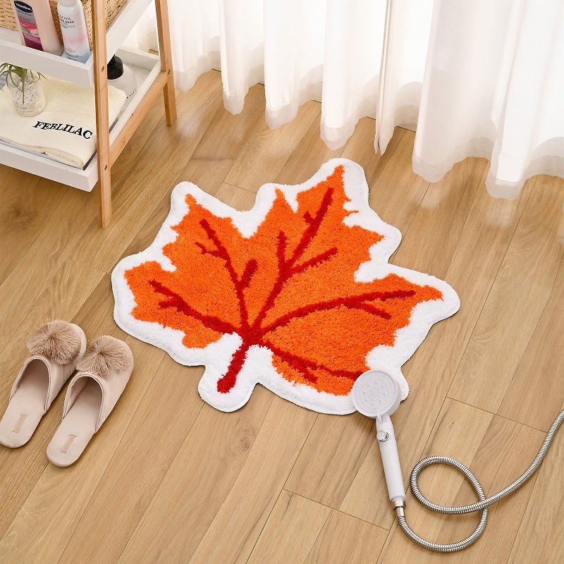 Irregular Maple Leaf Tufted Bath Rug Cute Absorbent Non-slip Floor Pad - Rugs & Floor Mats - Polyester Multicolor