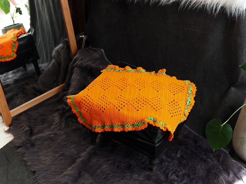 福島甘美なミントオレンジオレンジの中空暖かい国手織りアンティークカラーユニバーサル織りパッドビンテージ - 絨毯・カーペット - ポリエステル オレンジ