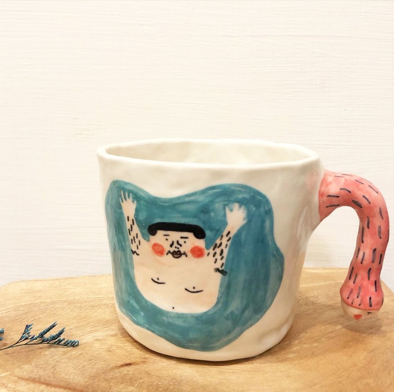 Porcelain Mug | Longhair Grip Mug - Mugs - Porcelain Multicolor