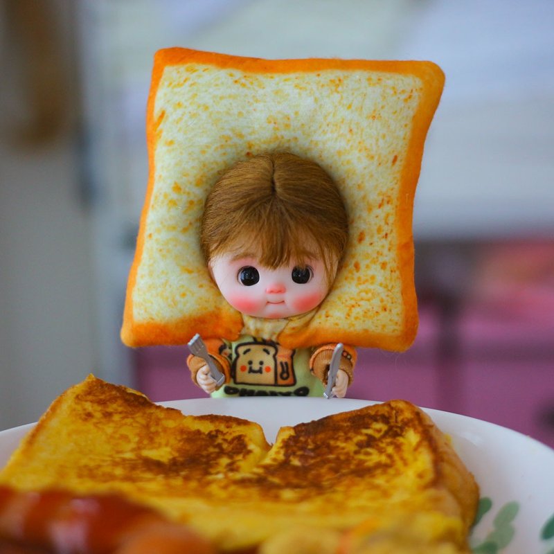 Obitsu11 outfit, ob11 ,nendoroid ,1/12 bjd doll outfit 4 pcs Bread hat + T-shirt - 玩偶/公仔 - 其他材質 橘色