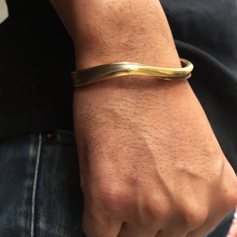 Large infinite wide version of the patternless brass bracelet forged "exquisite guest version" - Bracelets - Other Metals Gold