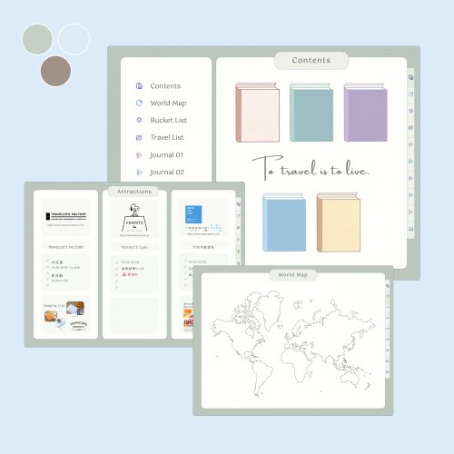 Digital Journal By Ning | 電子手帳 旅行手帳 | 電子手帳 | 旅遊書 行程規劃 世界地圖 消費 | 鼠尾草