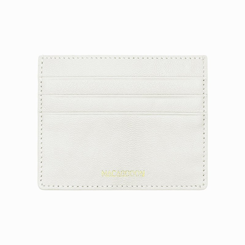 [Seasonal Sale] Customized Gift Italian Leather Beige Card Sleeve Wallet Card Holder_c425 - กระเป๋าสตางค์ - หนังแท้ ขาว