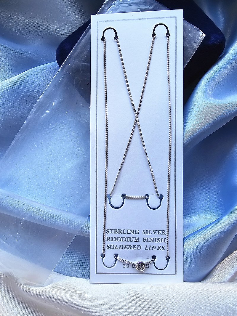 STERLING 銀色簡約純銀項鍊/20復古珠寶首飾/美國西洋古董飾品 - 項鍊 - 純銀 