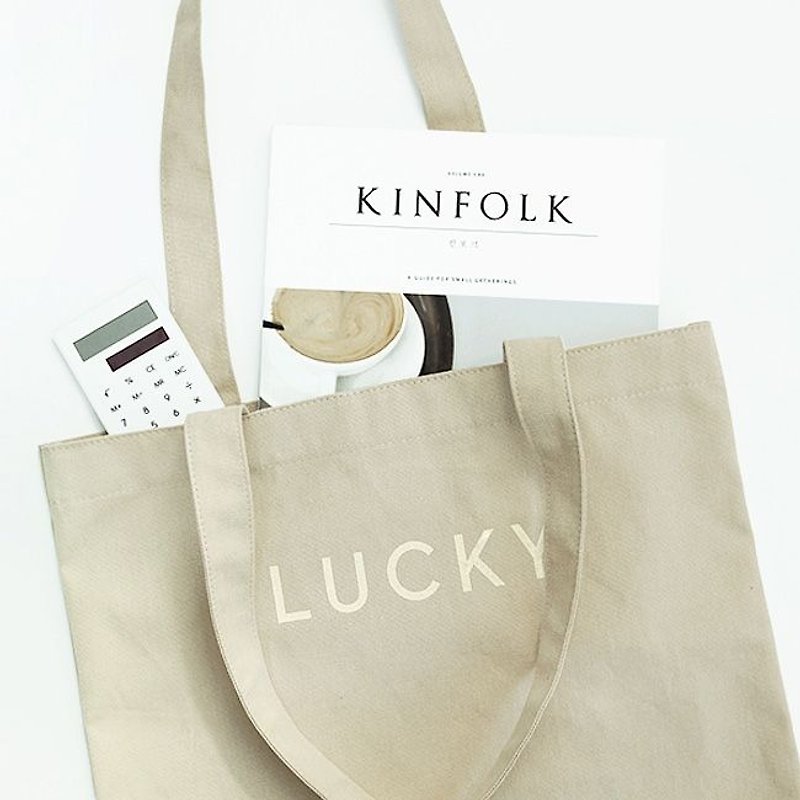 Out of Sale - Good Luck Letter Shoulder Tote - Linen Rice, GMZ02841 - Handbags & Totes - Other Materials Khaki