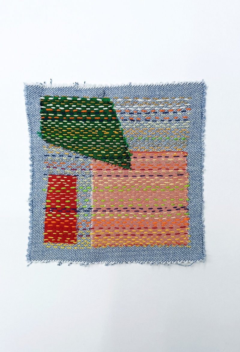 Hand-sewn boro patch made from recycled denim. - 編織/刺繡/羊毛氈/縫紉 - 棉．麻 多色