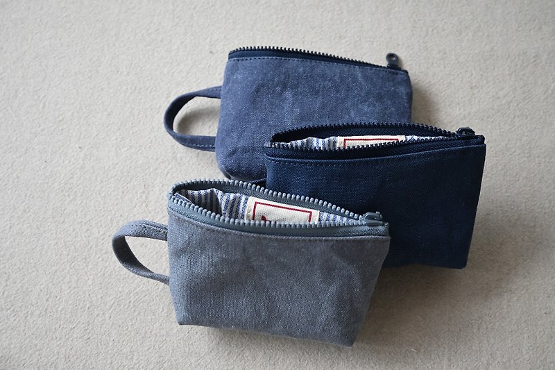 Blue 6-color coin purse customized zipper universal bag key bag clutch bag New Year's lucky color gift - กระเป๋าใส่เหรียญ - ผ้าฝ้าย/ผ้าลินิน สีน้ำเงิน