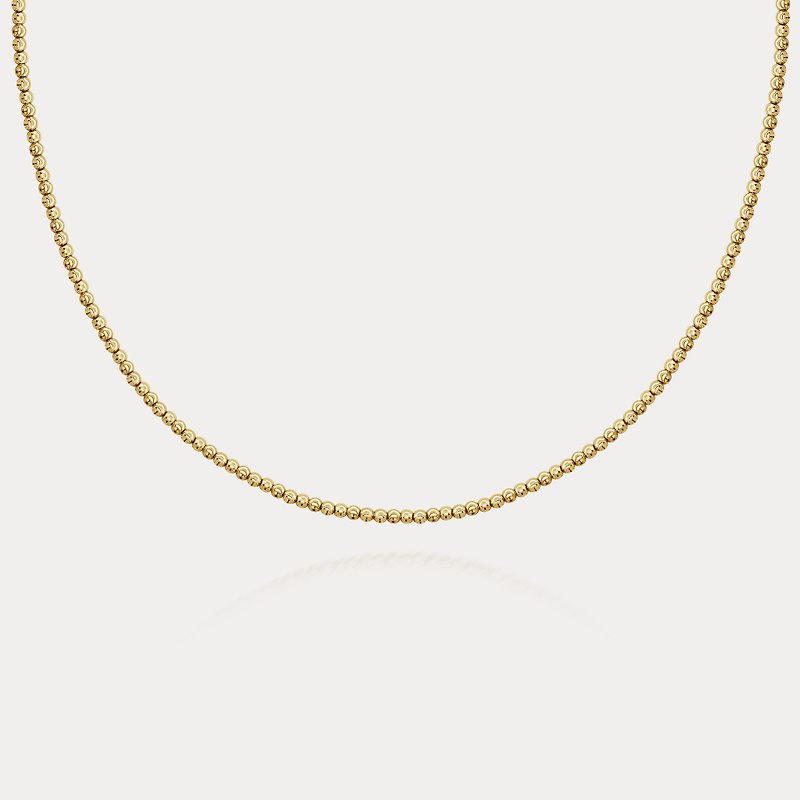 Twinkle | Sparkling Gold Beads Italian 14K Gold Classic Single Necklace - Necklaces - Precious Metals White