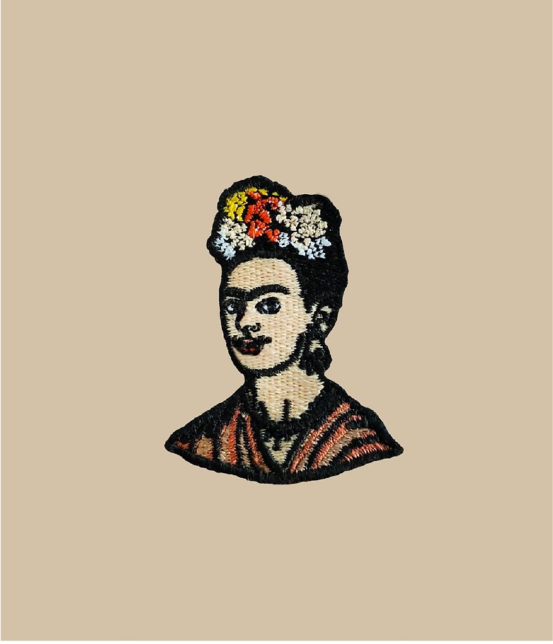 Self Portrait Dedicated to Dr Eloesser / iron on patches / Frida Kahlo / lemonhe - Badges & Pins - Thread Orange