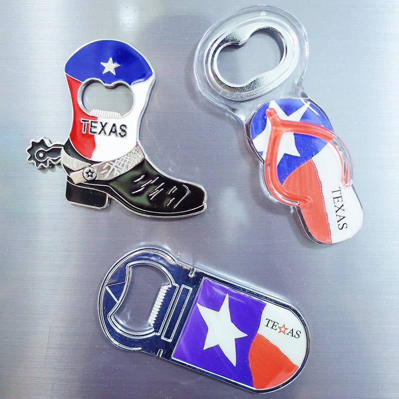 There are three types of Texas bottle opener / refrigerator magnet - แม็กเน็ต - โลหะ หลากหลายสี
